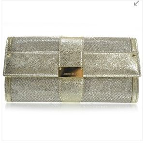 COPY - Jimmy Choo Metallic Ubai Glitter Clutch Kate Middleton